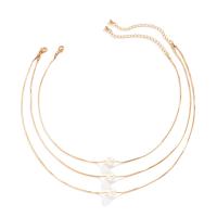 Mode-Multi-Layer-Halskette, Kunststoff Perlen, mit Messingkette, mit Verlängerungskettchen von 2.7inch, plattiert, für Frau, keine, Länge:ca. 17.7 ZollInch, ca. 13.7 ZollInch, verkauft von setzen