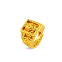 Brass Finger Ring, plated, Adjustable & for man, golden, 17mm, Sold By PC