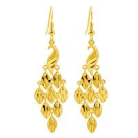 Brass Drop Earring, for woman, golden, 67x17mm, Sold By Pair