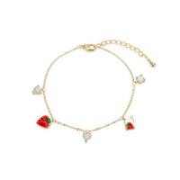 Tibetan Style Bracelet, with Cubic Zirconia, anti-fatigue & for woman & enamel, golden, Length:18.5 cm, Sold By PC