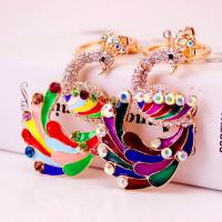 Zinc Alloy Key Clasp with Czech Rhinestone Peacock high quality plated fashion jewelry & for woman & enamel Sold By PC