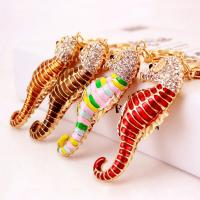 Tibetan Style Key Clasp, with Czech Rhinestone, Seahorse, high quality plated, fashion jewelry & for woman & enamel, more colors for choice, 141x36mm, Sold By PC