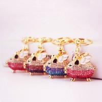 Tibetan Style Key Clasp, with Czech Rhinestone, Pig, high quality plated, fashion jewelry & for woman & enamel, more colors for choice, 109x56mm, Sold By PC