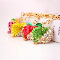 Zinc Alloy Key Clasp with Czech Rhinestone Apple high quality plated fashion jewelry & for woman & enamel Sold By PC