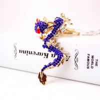 Tibetan Style Key Clasp, with Czech Rhinestone, Dragon, high quality plated, fashion jewelry & for woman & enamel, more colors for choice, 152x80mm, Sold By PC