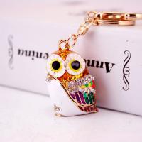Zinc Alloy Key Clasp with Czech Rhinestone Owl high quality plated fashion jewelry & for woman & enamel multi-colored Sold By PC