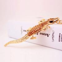 Zinc Alloy Key Clasp with Czech Rhinestone Crocodile high quality plated fashion jewelry & for woman golden Sold By PC