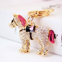 Tibetan Style Key Clasp, with Czech Rhinestone, Horse, high quality plated, fashion jewelry & for woman & enamel, multi-colored, 104x50mm, Sold By PC