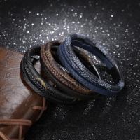 Leather Cord Bracelet, titanium steel magnetic clasp, for man, more colors for choice, 17mm, Length:Approx 8.27 Inch, Sold By PC