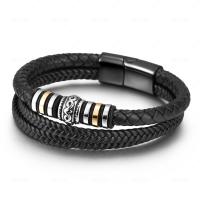 Leather Cord Bracelet, titanium steel magnetic clasp, for man, more colors for choice, 23mm, Length:Approx 8.27 Inch, Sold By PC