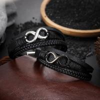 Cowhide Bracelet titanium steel magnetic clasp stoving varnish for man 25.70mm Length Approx 8.27 Inch Sold By PC