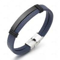 PU Leather Cord Bracelets, titanium steel magnetic clasp, Round, for man, more colors for choice, 42x12mm, Length:Approx 8.27 Inch, Sold By PC