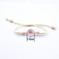 Bracelet de perles de verre, avec Fleurs séchées & porcelaine & corde de cire, Rond, Réglable & pour femme, plus de couleurs à choisir, 14mm, Longueur Environ 7.48 pouce, Vendu par PC
