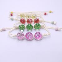 Bracelet de perles de verre, avec Fleurs séchées & porcelaine & corde de cire, Rond, Réglable & pour femme, plus de couleurs à choisir, 12mm, Longueur:Environ 7.48 pouce, Vendu par PC
