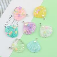 Resin Pendant, with Sequins & Plastic Pearl, Shell, anoint, Unisex, more colors for choice, 29x25mm, Approx 100PCs/Bag, Sold By Bag