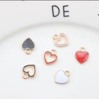 Tibetan Style Enamel Pendants, Heart, gold color plated, Unisex & hollow, more colors for choice, nickel, lead & cadmium free, 10x12mm, Approx 100PCs/Bag, Sold By Bag