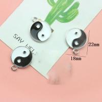 Zinc Alloy Enamel Pendants Round platinum color plated ying yang & Unisex white and black nickel lead & cadmium free Approx Sold By Bag