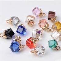 Crystal Pendants, with Tibetan Style, Square, gold color plated, Unisex & faceted, more colors for choice, 10x15mm, Approx 100PCs/Bag, Sold By Bag