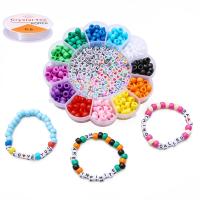 Acrylic DIY Bracelet Set, with Crystal Thread, enamel, mixed colors, 9x6mm,6mm, Approx 501PCs/Bag, Sold By Bag