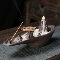 Backflow Incense Burner, Purple Clay, handmade, for home and office & durable & multifunctional, 255x100x90mm, Sold By PC