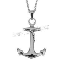 Stainless Steel Jewelry Necklace, Anchor, nautical pattern, 26.5x39.5x4mm, 2mm, Sold By PC