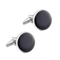 Cufflinks, Brass, Round, silver color plated, for man & epoxy gel, nickel, lead & cadmium free, 18x18mm, 5Pairs/Lot, Sold By Lot