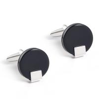 Cufflinks, Brass, Round, silver color plated, for man & epoxy gel, nickel, lead & cadmium free, 18.50x18mm, 5Pairs/Lot, Sold By Lot