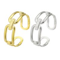 304 Stainless Steel Cuff Finger Ring Vacuum Ion Plating Adjustable & for woman & hollow US Ring Sold By PC