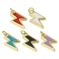 Brass Jewelry Pendants, Lightning Symbol, gold color plated, enamel, more colors for choice, 6x11x2mm, Hole:Approx 1.5mm, Sold By PC
