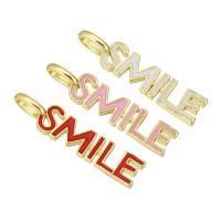 Brass Jewelry Pendants Alphabet Letter gold color plated enamel Approx 3mm Sold By PC