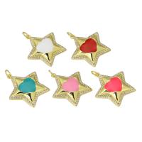 Cubic Zirconia Micro Pave Brass Pendant Star gold color plated micro pave cubic zirconia & enamel Approx 3mm Sold By PC