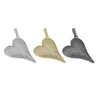Cubic Zirconia Micro Pave Brass Pendant, Heart, plated, micro pave cubic zirconia, more colors for choice, 31x41x4mm, Hole:Approx 4.5mm, Sold By PC