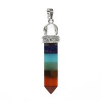Gemstone Pendants Jewelry Brass with Gemstone platinum color plated Unisex nickel lead & cadmium free 50*12mm 8mm Sold By PC