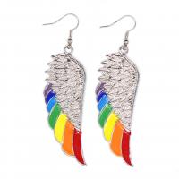 Zinc Alloy Drop Earrings Wing Shape silver color plated for woman & enamel nickel lead & cadmium free Sold By Pair