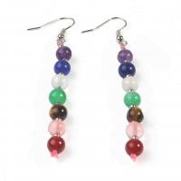 Natural Gemstone Earrings, Tibetan Style, fashion jewelry & for woman, nickel, lead & cadmium free, 70x6mm, Sold By Pair
