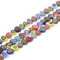 Millefiori Slice Lampwork Beads, Millefiori Lampwork, Heart, DIY, mixed colors, Sold Per 38 cm Strand