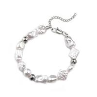 Přírodní Sladkovodní Pearl náhrdelník, Titanium ocel, s Sladkovodní Pearl, unisex, bílý, Prodáno By PC