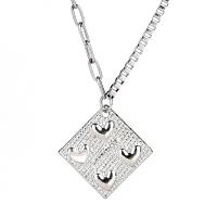 Titanium Steel Necklace, Unisex & enamel, silver color, 21x21mm, Length:65 cm, Sold By PC