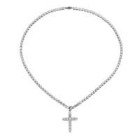Titanstahl Halskette, unisex & mit Strass, Silberfarbe, verkauft von PC