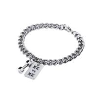 Titanium Steel Bracelet & Bangle, plated, Unisex, silver color, Length:20 cm, Sold By PC