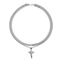 Titanstahl Halskette, Doppelschicht & unisex, Silberfarbe, verkauft von PC