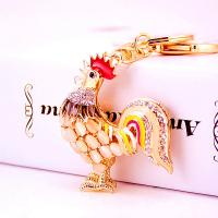 Tibetan Style Key Clasp, with Czech Rhinestone & Cats Eye, Cock, high quality plated, fashion jewelry & Unisex & enamel, multi-colored, 116x45mm, Sold By PC
