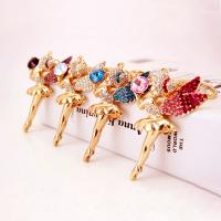 Tibetan Style Key Clasp, with Czech Rhinestone, Girl, high quality plated, fashion jewelry & Unisex & enamel, more colors for choice, 142x55mm, Sold By PC