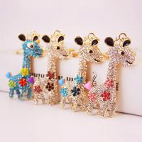 Tibetan Style Key Clasp, with Czech Rhinestone, Giraffe, high quality plated, fashion jewelry & Unisex & enamel, more colors for choice, 140x45mm, Sold By PC