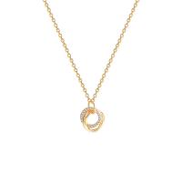 Titanium Steel Necklace, with 2.12 extender chain, real gold plated, fashion jewelry & micro pave cubic zirconia & for woman, golden, 14mm, Length:40 cm, Sold By PC