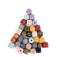 Perles en bois, polygone, impression, DIY, couleurs mélangées, 12mm, Vendu par PC
