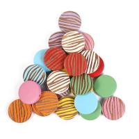 Holzperlen, Holz, rund, Einbrennlack, DIY & Streifen, gemischte Farben, 15mm, verkauft von PC