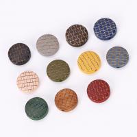 Wood Beads, Flat Round, stoving varnish, DIY & carved, more colors for choice, 15mm, Sold By PC