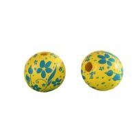 Wood Beads, Schima Superba, Round, printing, DIY, more colors for choice, 16mm, Sold By PC