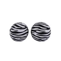 Wood Beads, Schima Superba, Round, printing, DIY, white and black, 16mm, Sold By PC